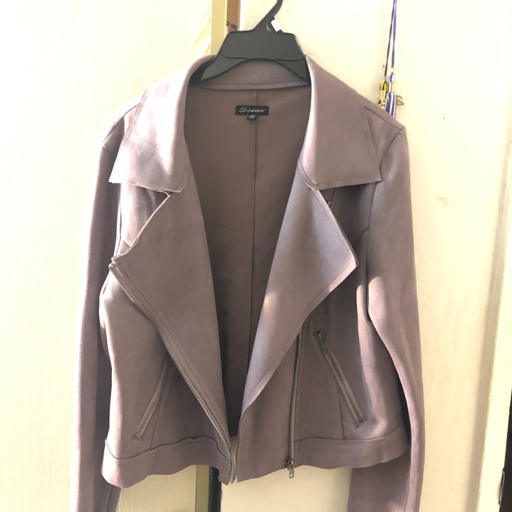 Mauve faux suede Moto jacket